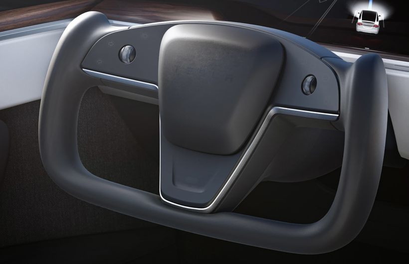 Tesla Model X Plaid electric car model steering wheel